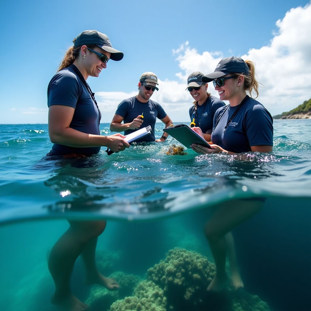 Team conducting research dive