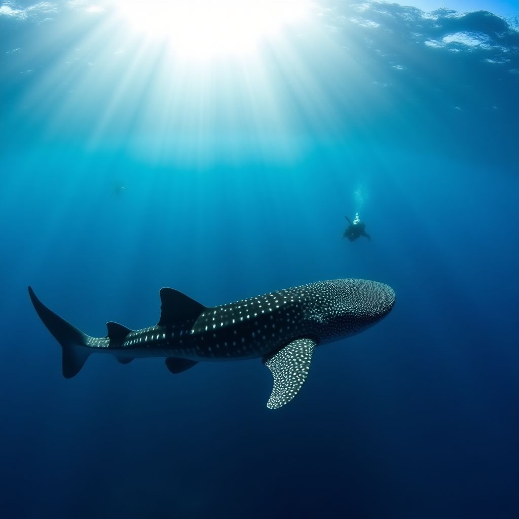 Whale shark swimming at Ningaloo Reef